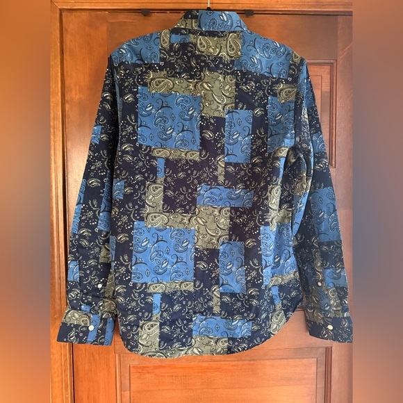 Pimbo Men’s Bandana Print Corduroy Button Down - Picture 4 of 4